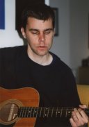 Anxiously practising before the gig!